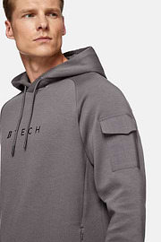 Lichtgewicht hoodie van scuba katoenmix, Dark Grey, hi-res