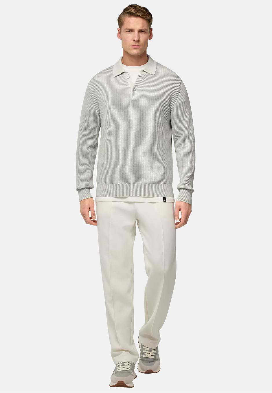 100% Organic Cotton Knitted Polo Shirt, Ice, hi-res