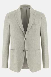 Giacca Micro Struttura In Misto Cotone E Lino B Jersey, Verde Chiaro, thumb, 5