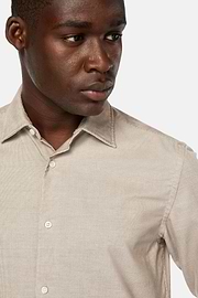 Camisa De Terciopelo De Algodón Regular Fit, Beige, hi-res