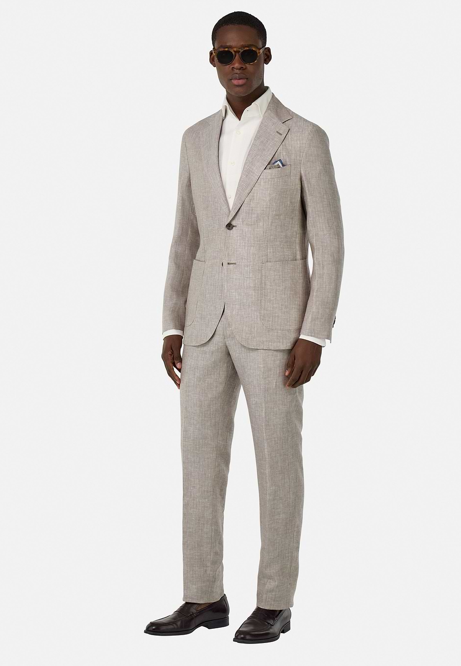 Pure Linen Suit, Taupe, hi-res