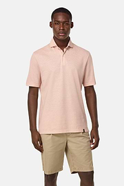 Cotton/Linen Piqué Polo Shirt, Pink, hi-res