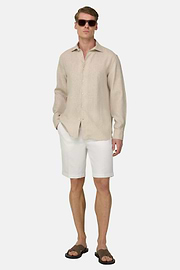 Bermuda In Cotone Tencel Elasticizzato, Bianco, thumb, 2