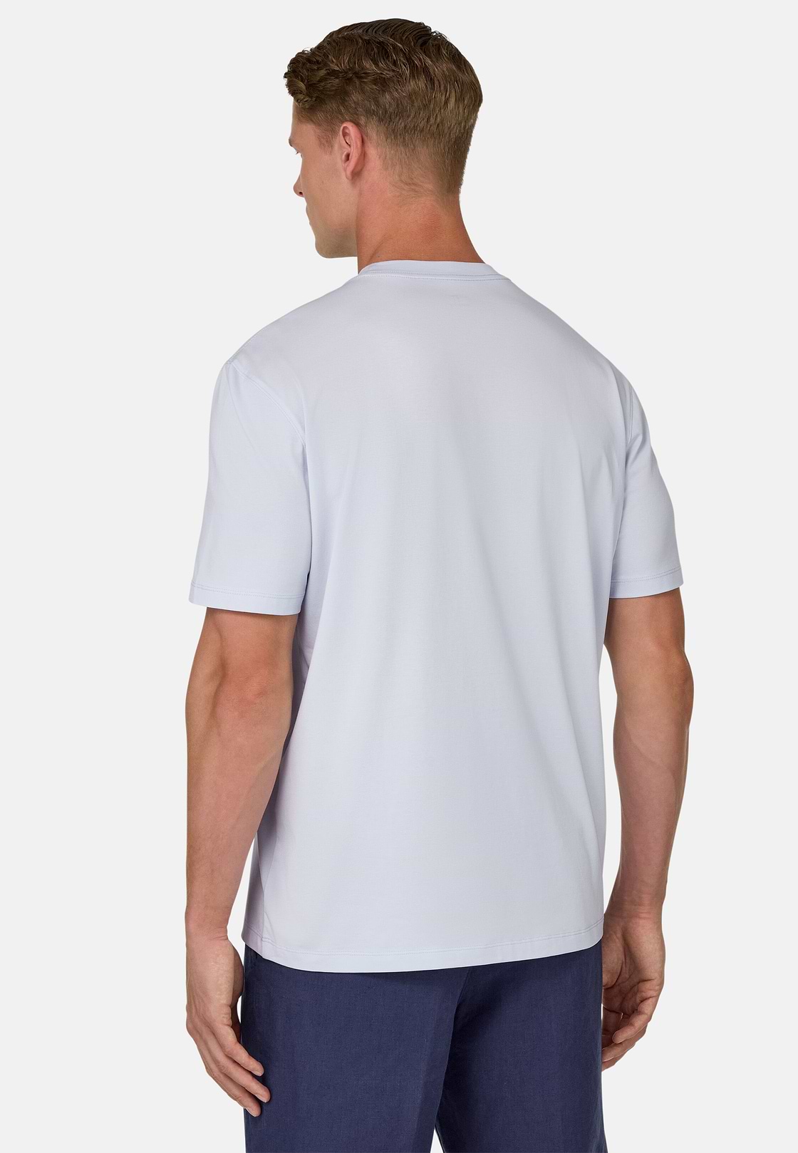 T-Shirt In Stretch Supima Cotton, Light Blue, hi-res