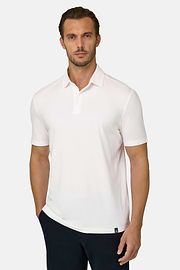 Polo aus Stretchgewebe Supima-Baumwolljersey, Weiß, thumb, 1