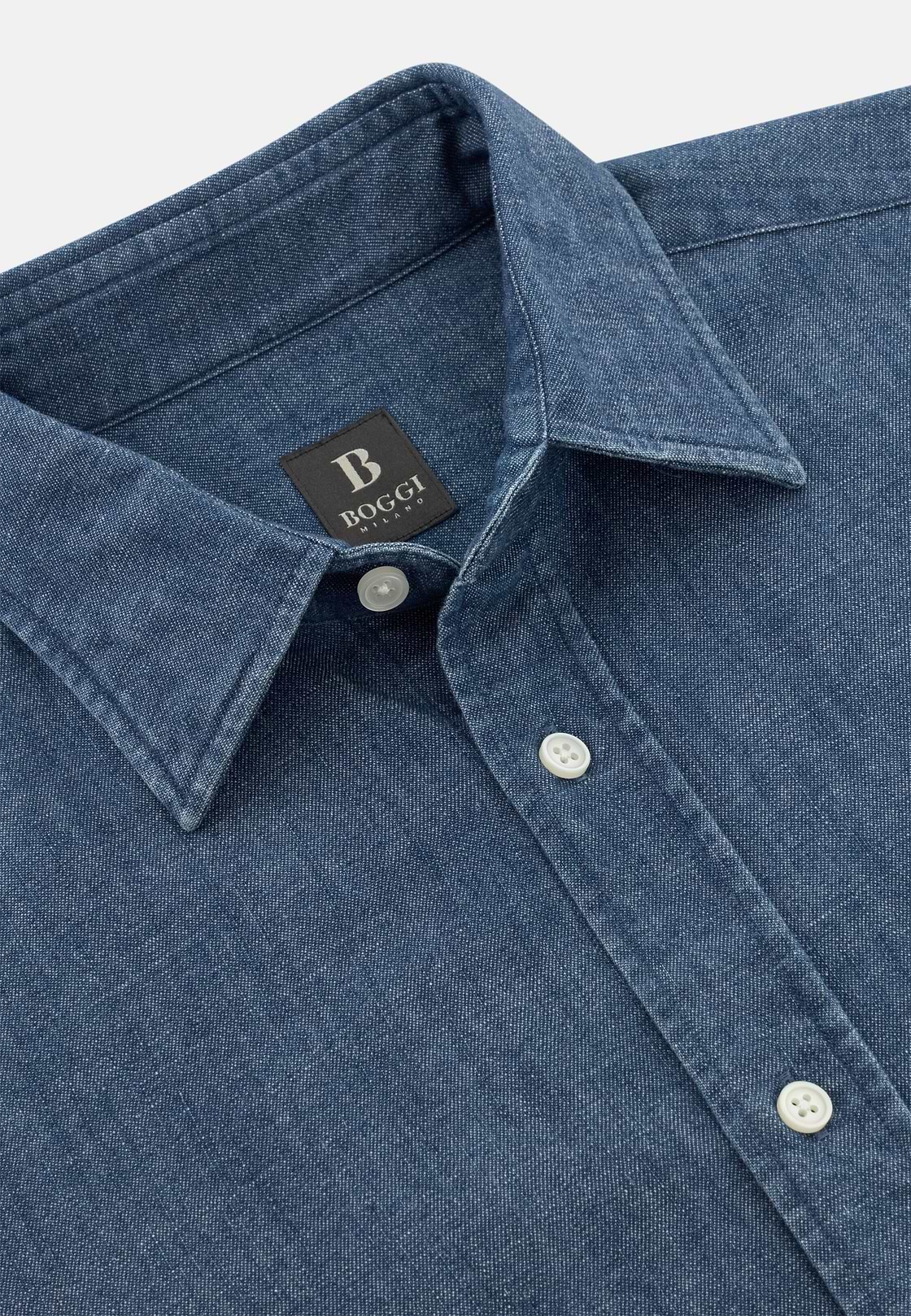 Denim-Hemd Aus Baumwolle Regular Fit, Blau, hi-res, 5