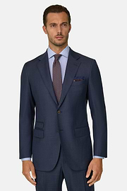 Pinstripe Wool Suit, Blue, thumb, 1