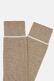 Cotton Blend Jacquard Socks, Beige, hi-res