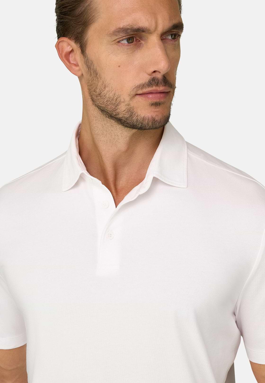 Polo aus Stretchgewebe Supima-Baumwolljersey, Weiß, hi-res, 3