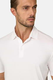 Polo aus Stretchgewebe Supima-Baumwolljersey, Weiß, thumb, 3