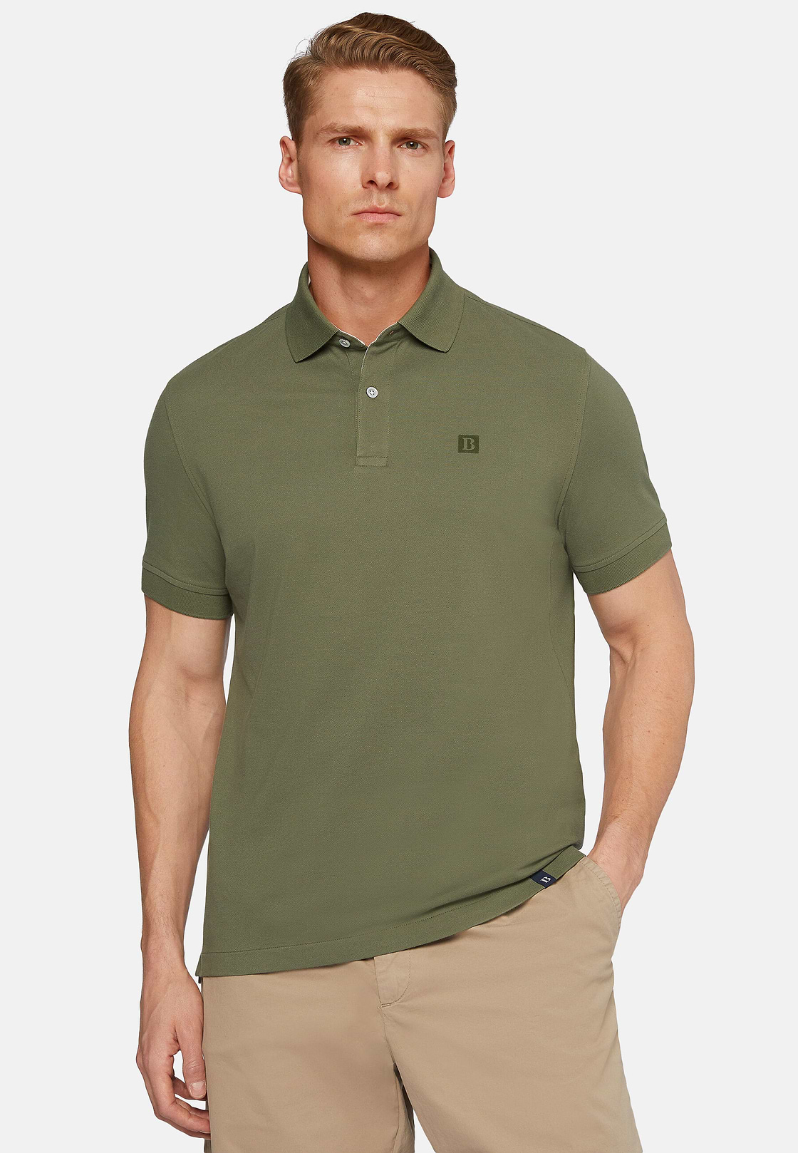 Cotton Piqué Polo Shirt, Military Green, hi-res