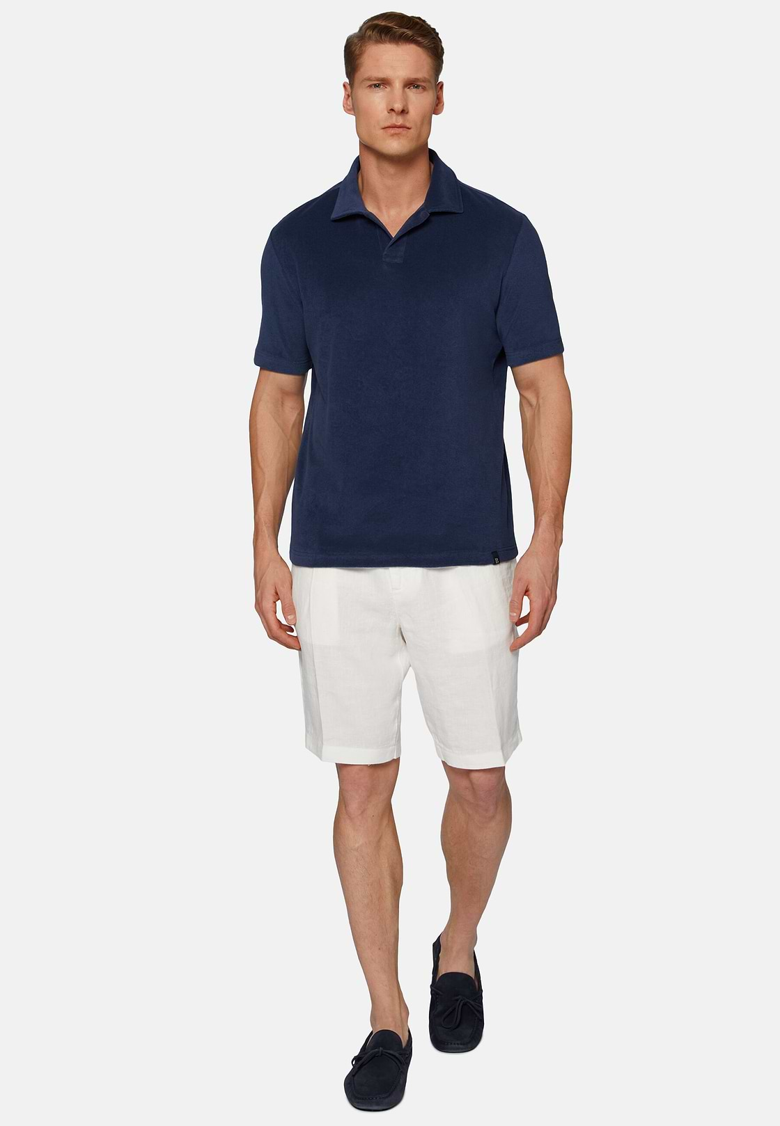 Cotton/Nylon Polo Shirt, Navy blue, hi-res