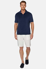 Cotton/Nylon Polo Shirt, Navy blue, hi-res