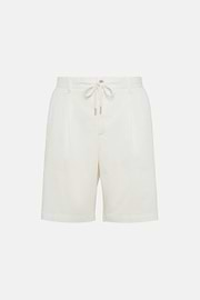 Stretch Cotton Summer Bermuda Shorts, Cream, hi-res