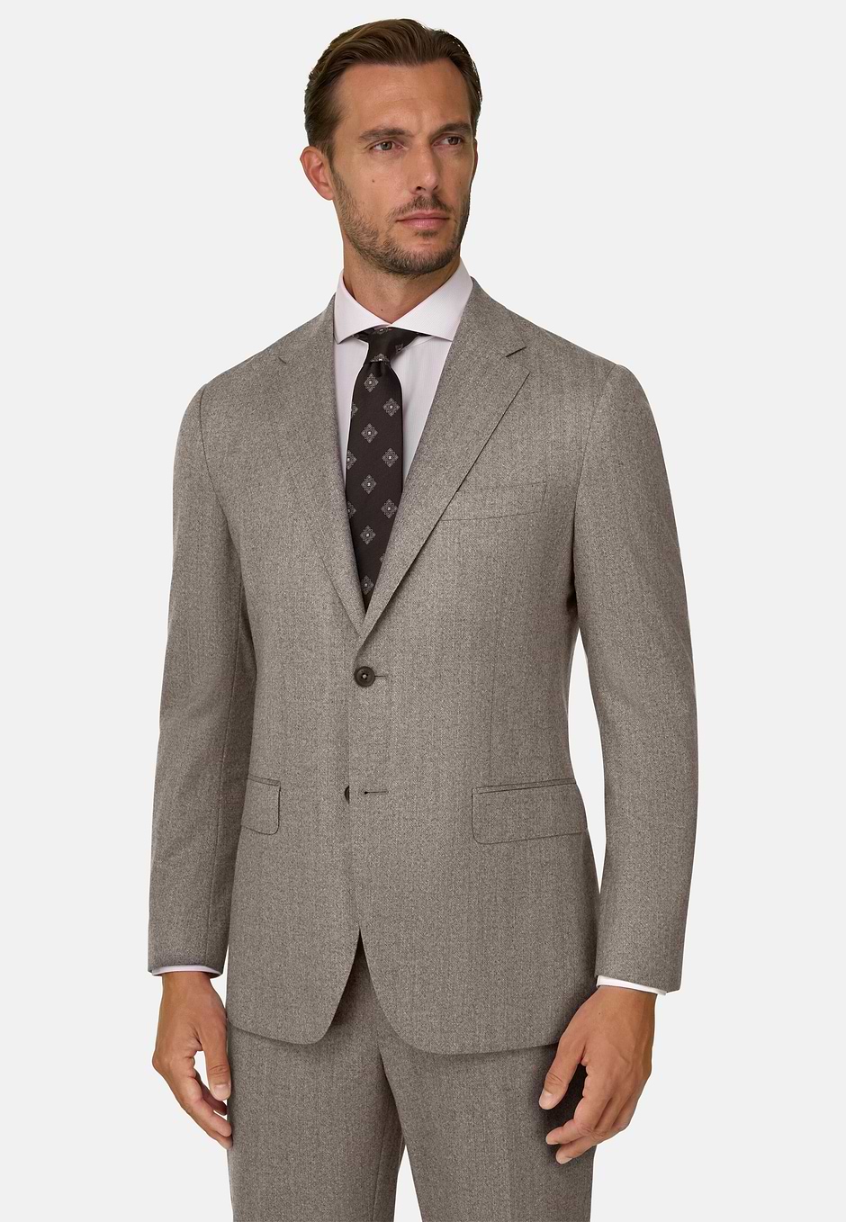 Traje Espiga Pura Franela de Lana, Taupe, hi-res