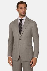 Pak Visgraat Pure Wol Flanel, Taupe, thumb, 1
