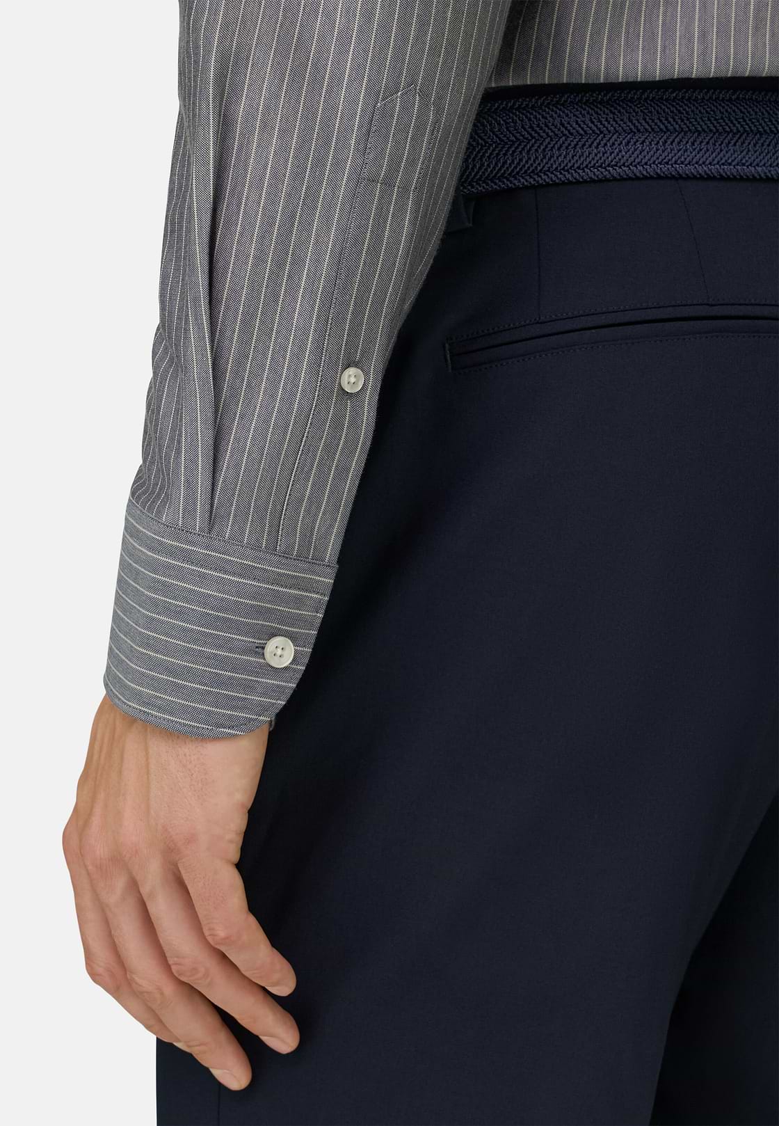 Polohemd Gestreift aus Japanischem Jersey Regular Fit, Navy blau, hi-res, 4