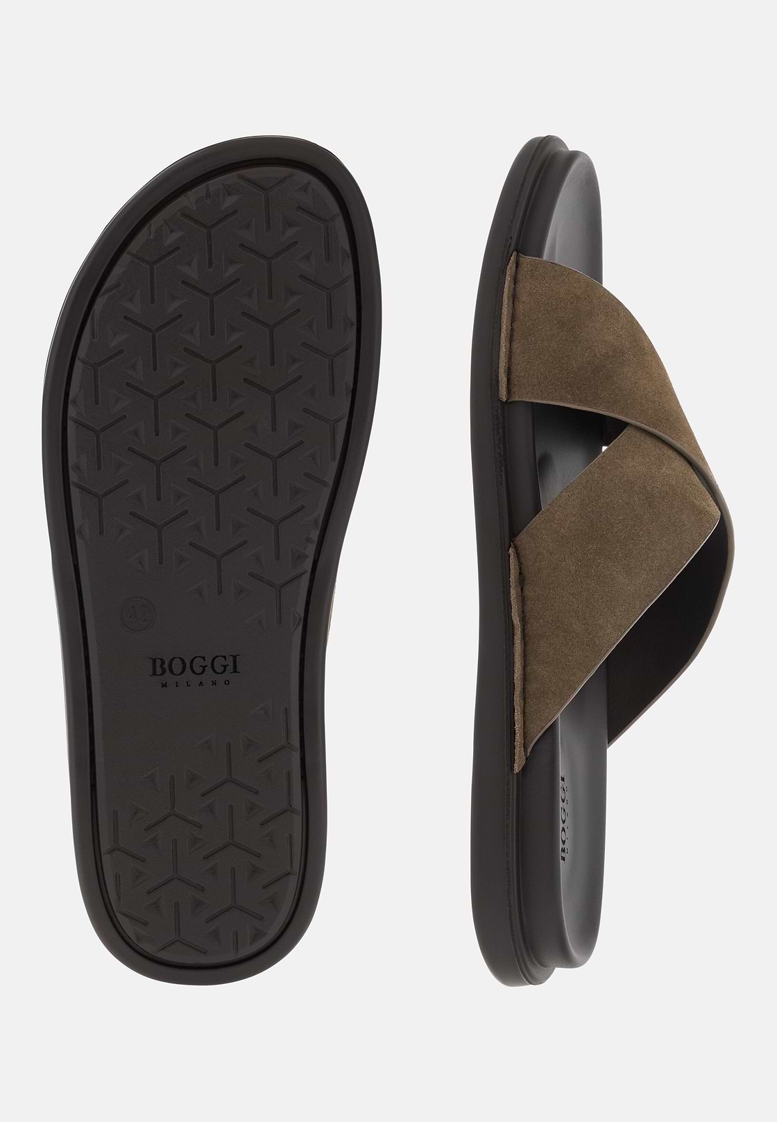 Suede Leather Slippers, Taupe, hi-res, 4