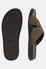 Suede Leather Slippers, Taupe, thumb, 4