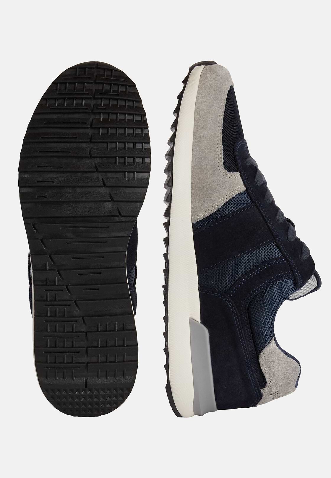 Tec Fabric Leather Sneakers Running, Navy blue, hi-res