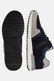 Tec Fabric Leather Sneakers Running, Navy blue, hi-res