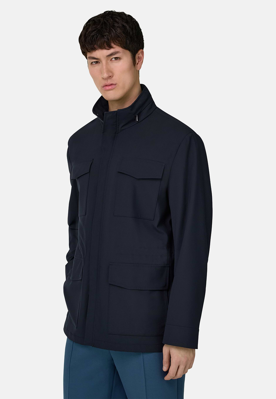 Field Jacket In Technical Wool, Navy blue, hi-res