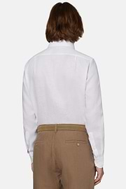 Regular Fit White Linen Shirt, White, hi-res