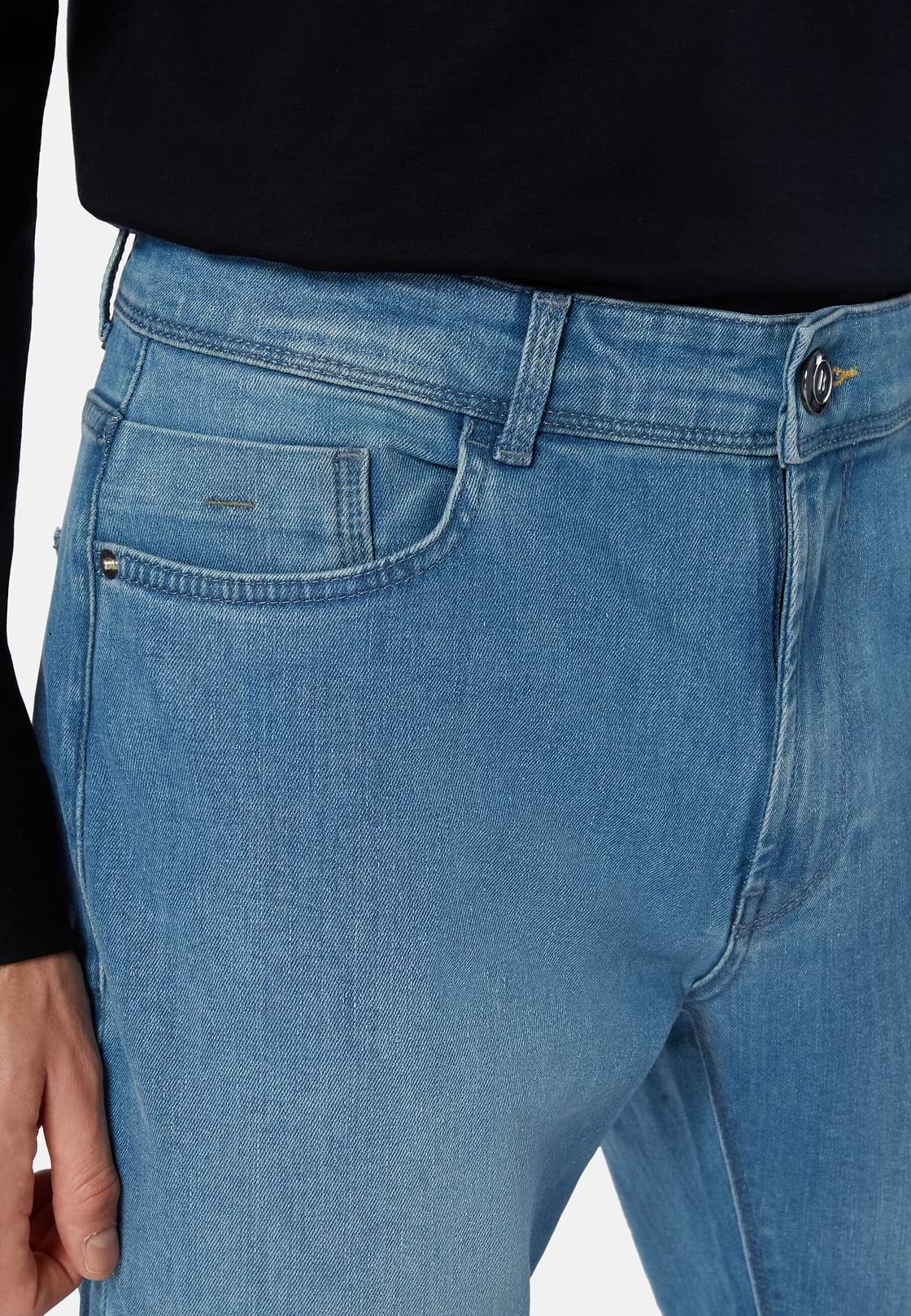 Jean En Denim Extensible Bleu À Délavage Clair, Indigo Clair, hi-res