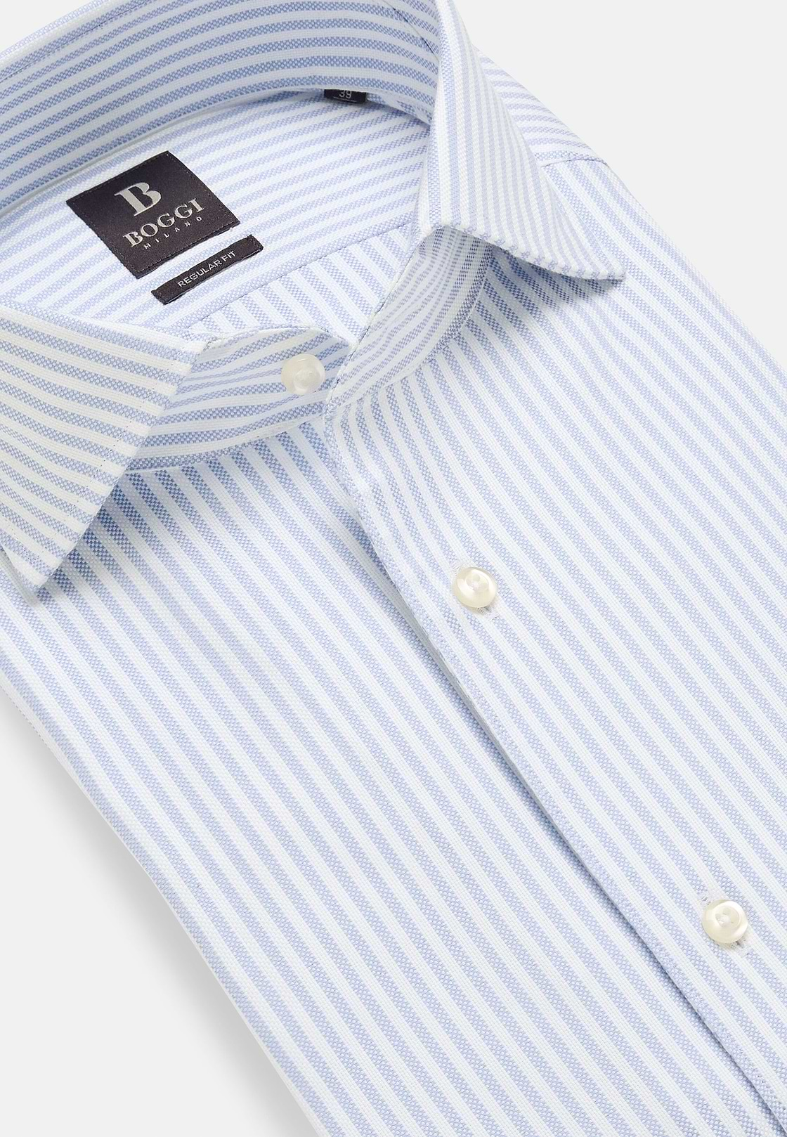 Striped Cotton Dobby Regular Fit Shirt, Light Blue, hi-res