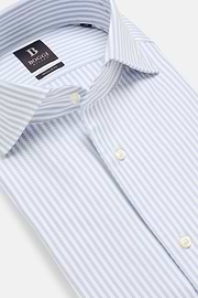 Camicia A Righe In Dobby Di Cotone Regular Fit, Azzurro, hi-res