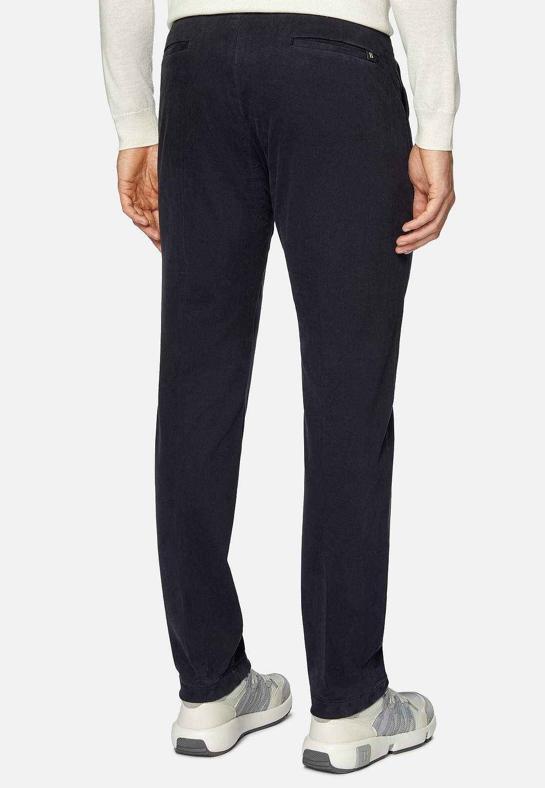 Stretch Cotton Trousers, Navy blue, hi-res