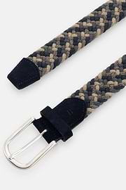 Woven Stretch Wool Blend Belt, Navy blue, thumb, 2