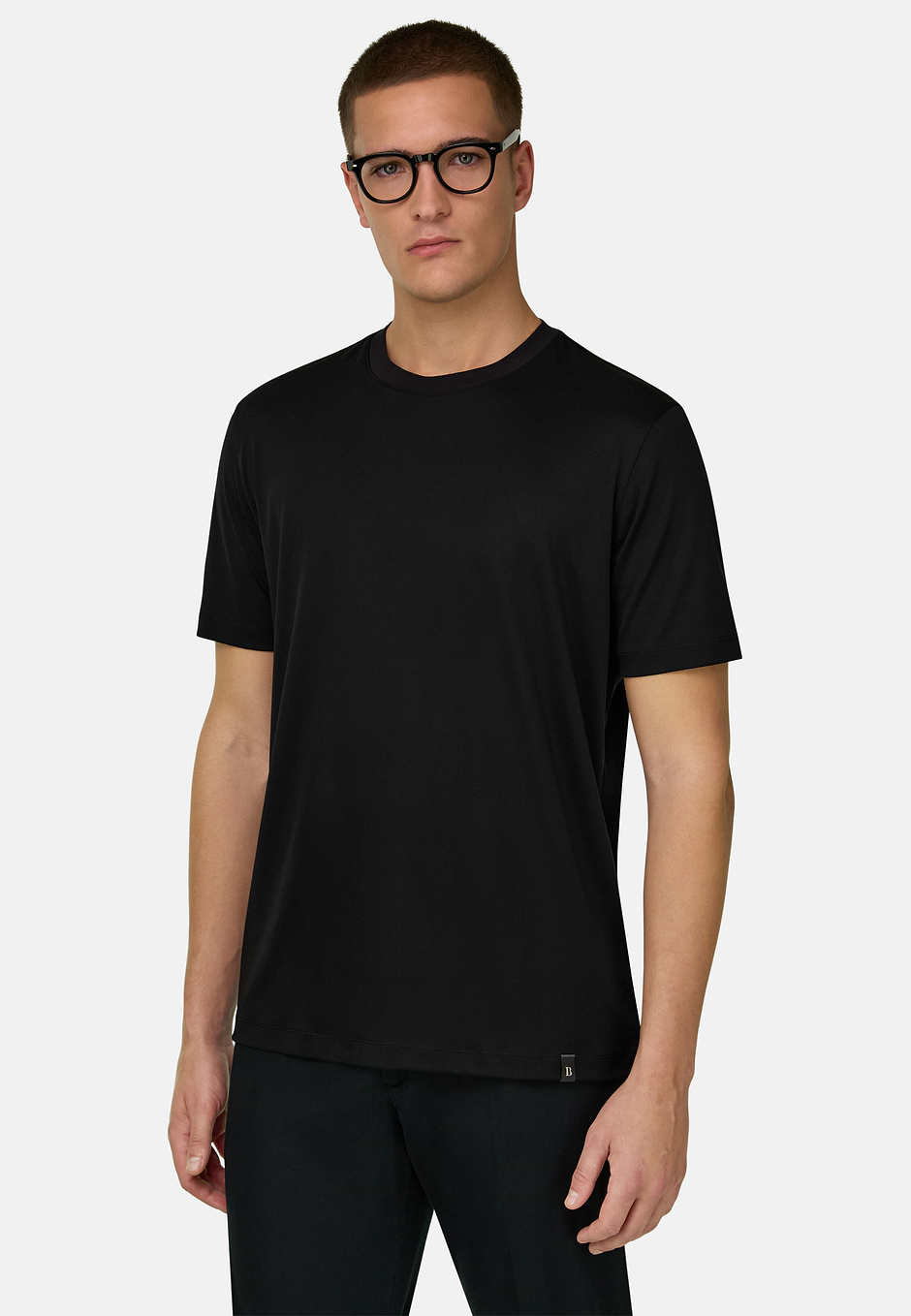 Camiseta De Mezcla De Seda, Negro, hi-res