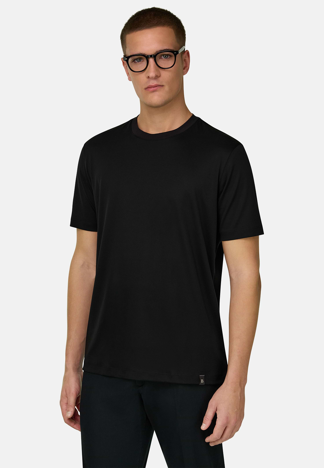Silk Blend T-Shirt, Black, hi-res, 1