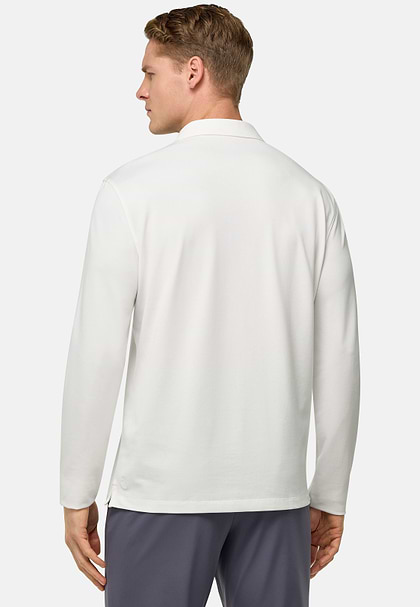 S.Cafè® High-Performance Piqué Polo Shirt, White, hi-res
