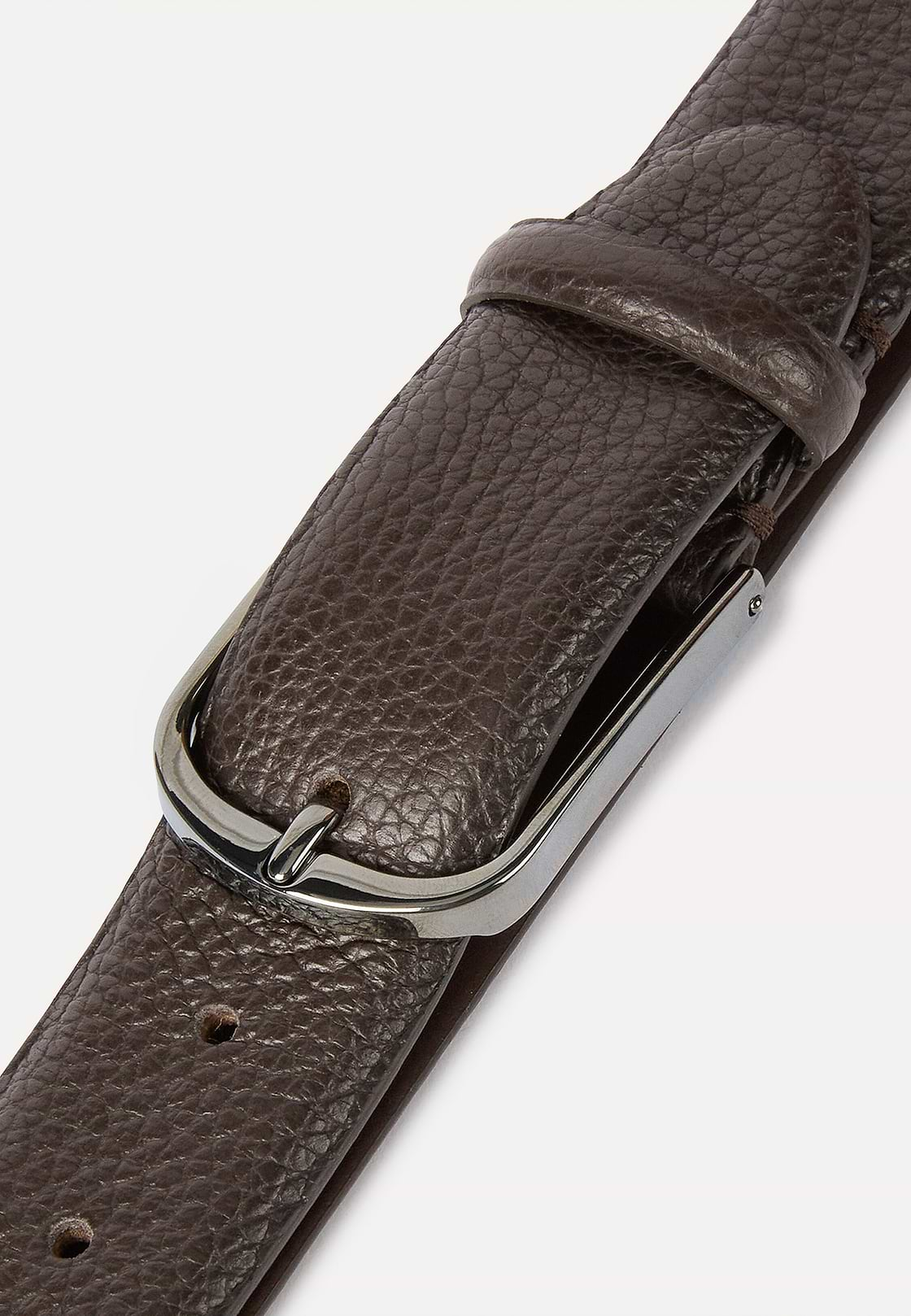 Tumbled Leather Belt, Brown, hi-res