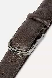 Tumbled Leather Belt, Brown, hi-res