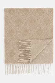 Sjaal Geometrisch Motief Gemengd Cashmere, Sand, thumb, 1