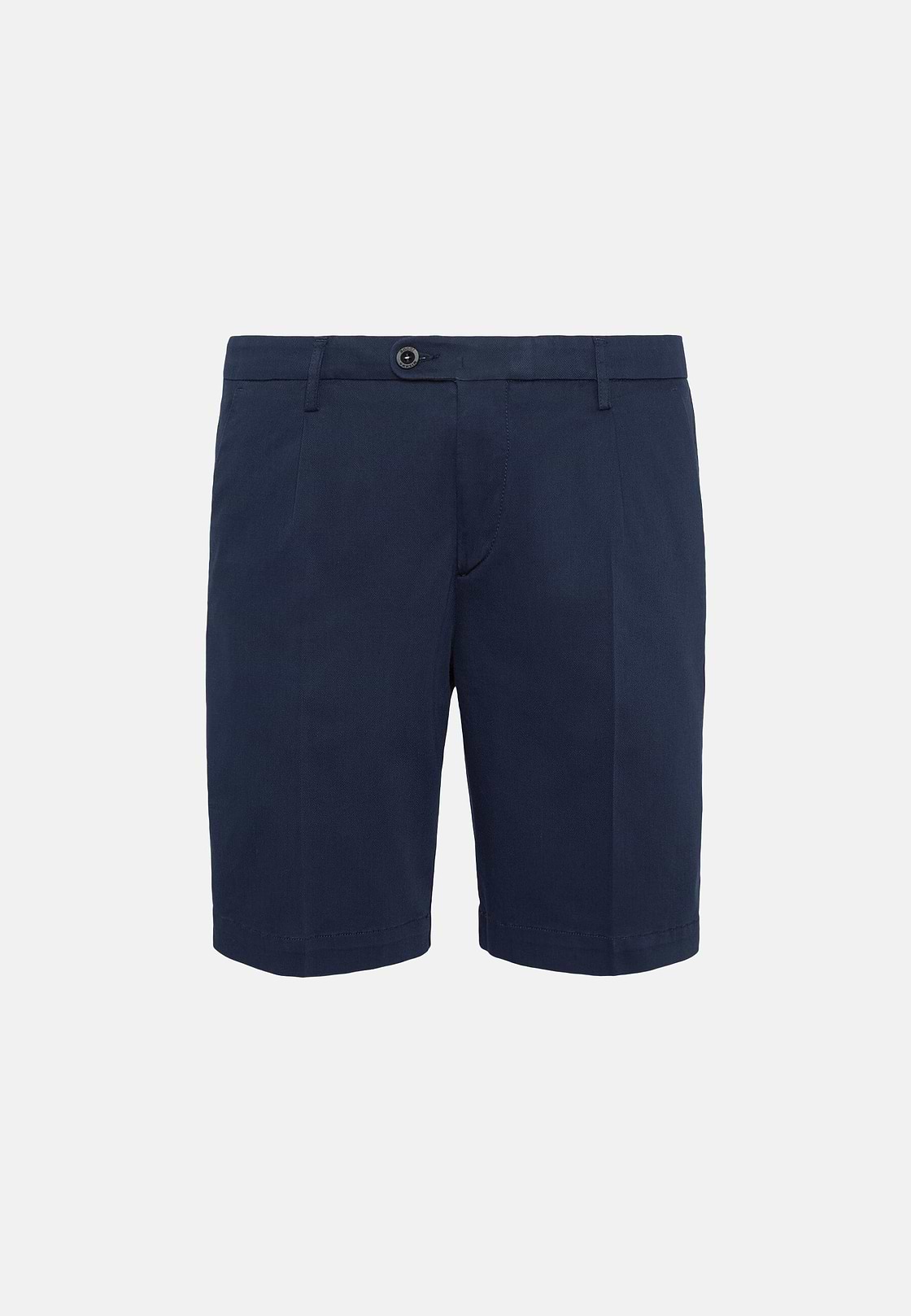 Stretch Cotton and Tencel Bermuda Shorts, Navy blue, hi-res