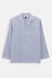 Pajama Pinstripe Cotton Poplin, Navy blue, thumb, 5