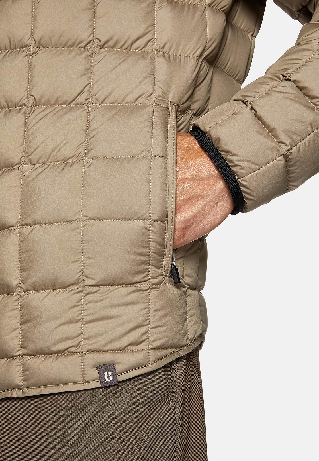 Bomber Jacket In Technical Fabric With Goose Down, Beige, hi-res