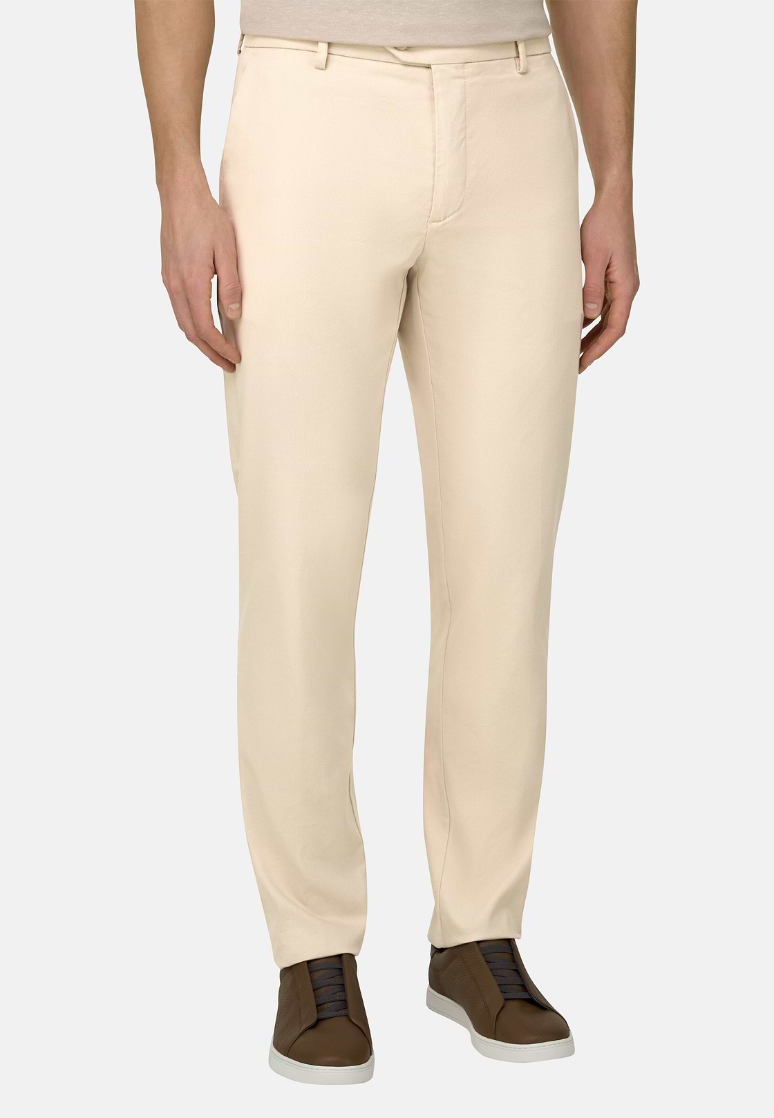 Pantalon En Coton Tencel Extensible, Sable, hi-res, 1