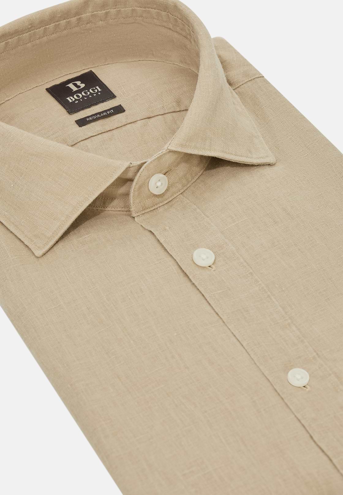Regular Fit Linen Shirt, Beige, hi-res