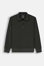 Quarter-Zip Sweatshirt in Wool Blend WOOLTECH, Military Green, thumb, 5