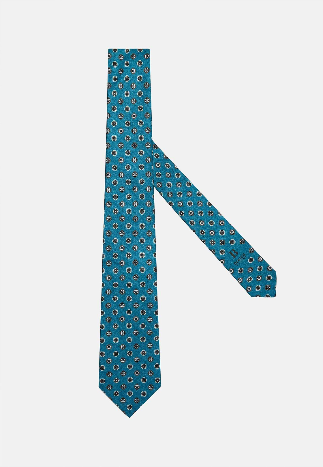 Floral Silk Tie, Light Blue, hi-res