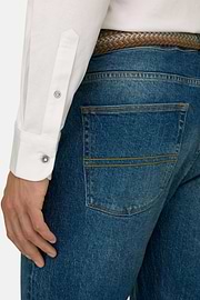 Polo Shirt in Cotton and Silk Regular Fit, White, thumb, 4