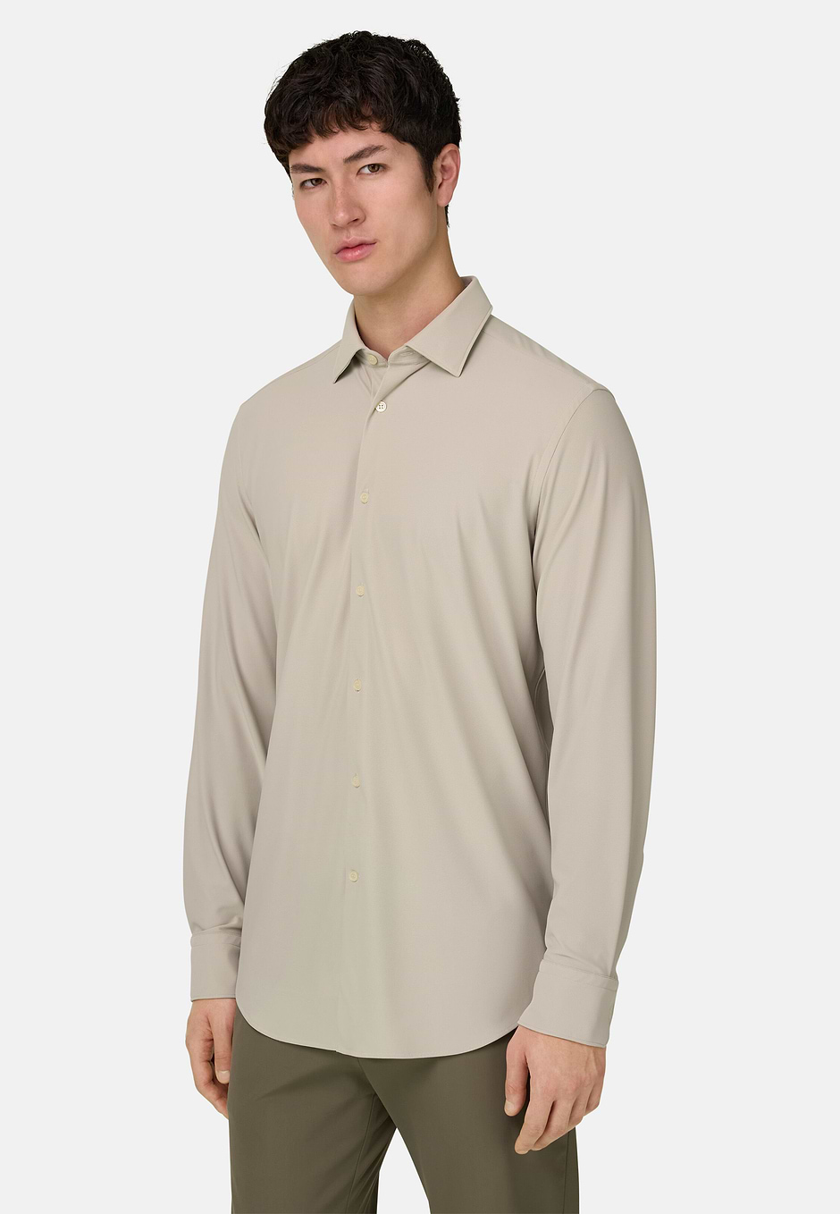 Slim Fit Stretch Nylon Shirt, Sand, hi-res