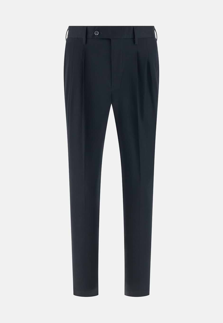 Stretch Cotton/Tencel Trousers, Navy blue, hi-res