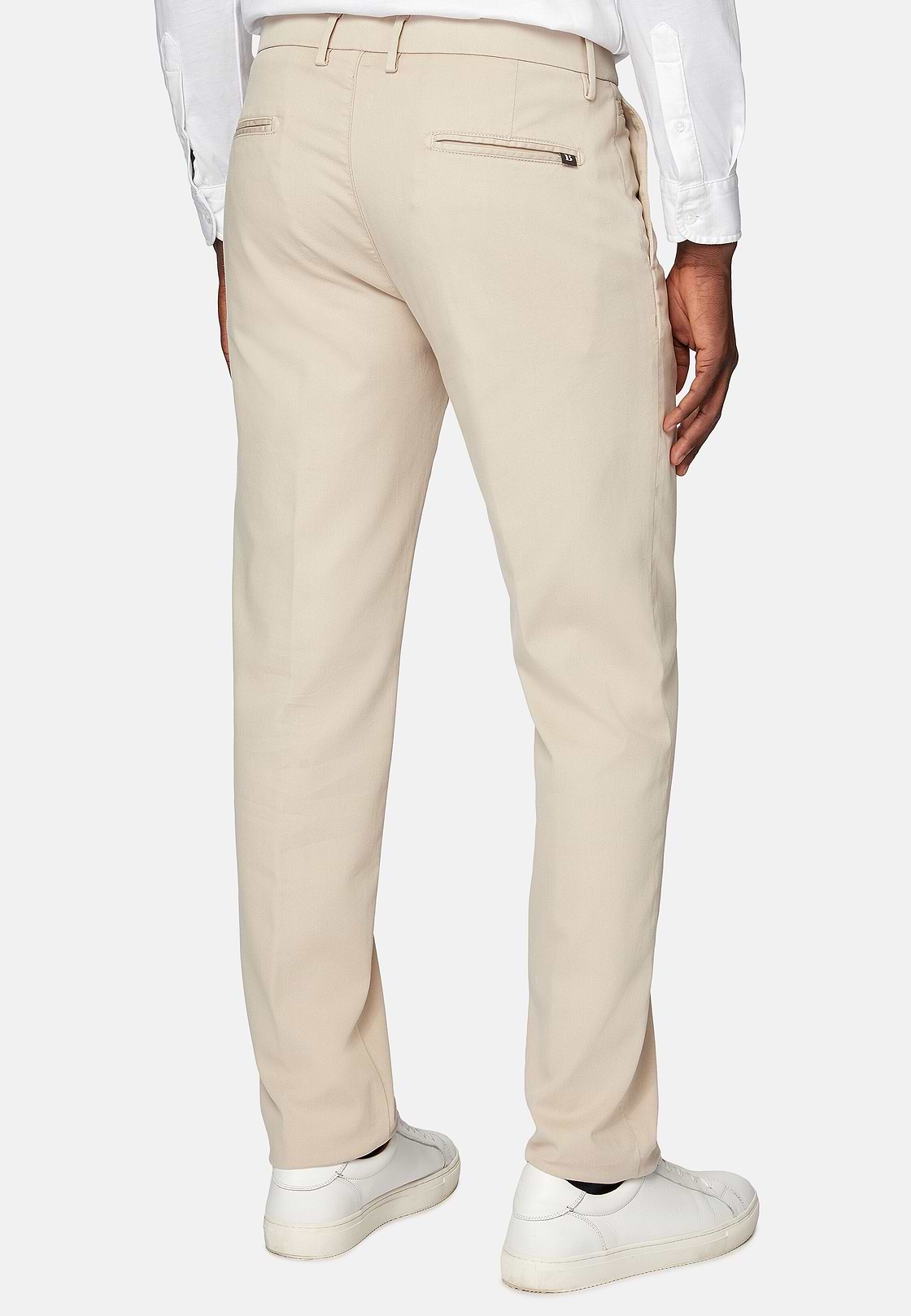 Stretch cotton/tencel trousers, Beige, hi-res