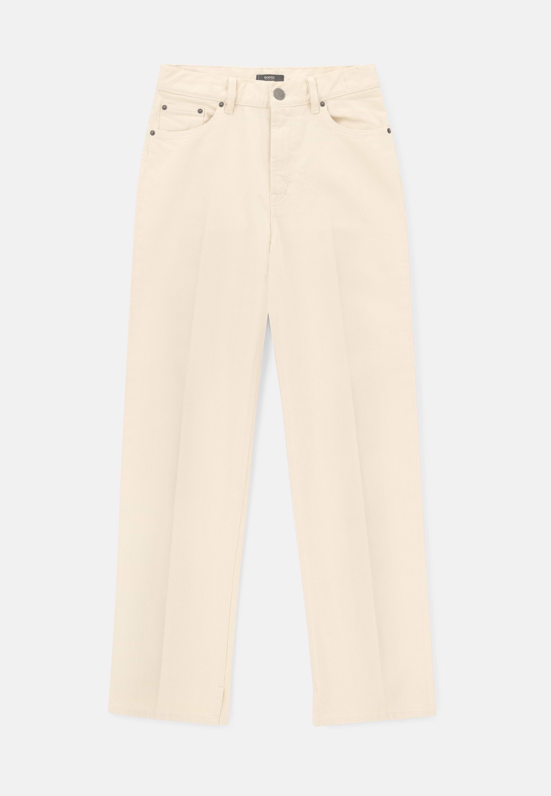 Cotton Denim Jeans, Cream, hi-res, 5